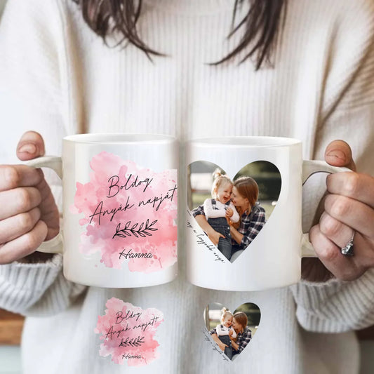 Boldog Anyák napját szív fotós fehér bögre 3 dl