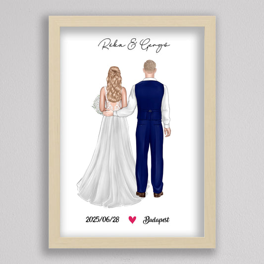 Menyasszony és Vőlegény Esküvői Pár Illusztráció