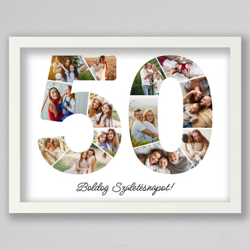 Egyedi számos fotó kollázs 50. születésnapra, évfordulóra