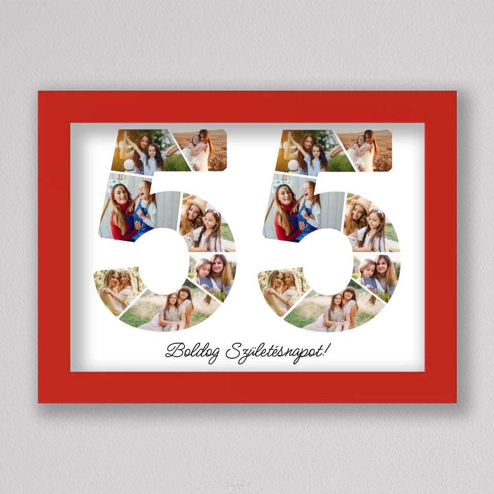 Egyedi számos fotó kollázs 55. születésnapra, évfordulóra