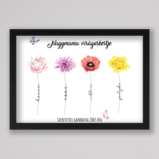 Nagymama virágoskertje emlékillusztráció