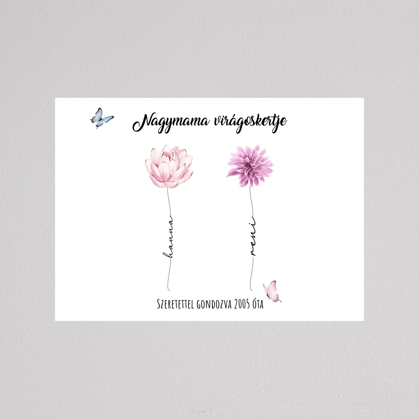 Nagymama virágoskertje emlékillusztráció