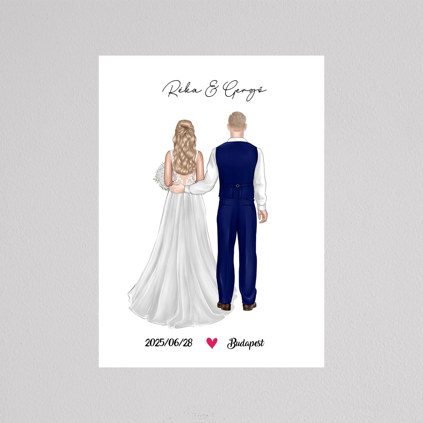 Menyasszony és Vőlegény Esküvői Pár Illusztráció