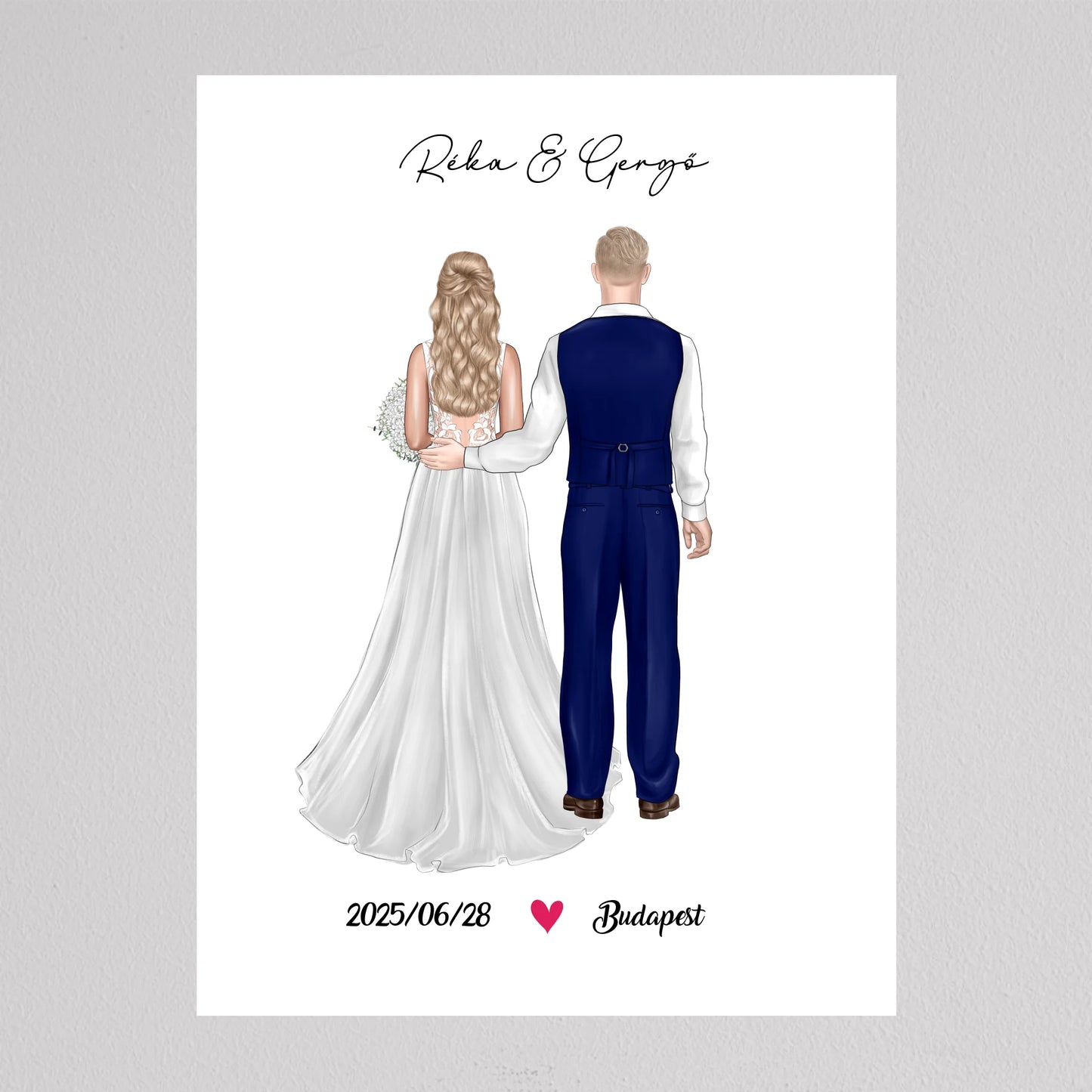 Menyasszony és Vőlegény Esküvői Pár Illusztráció