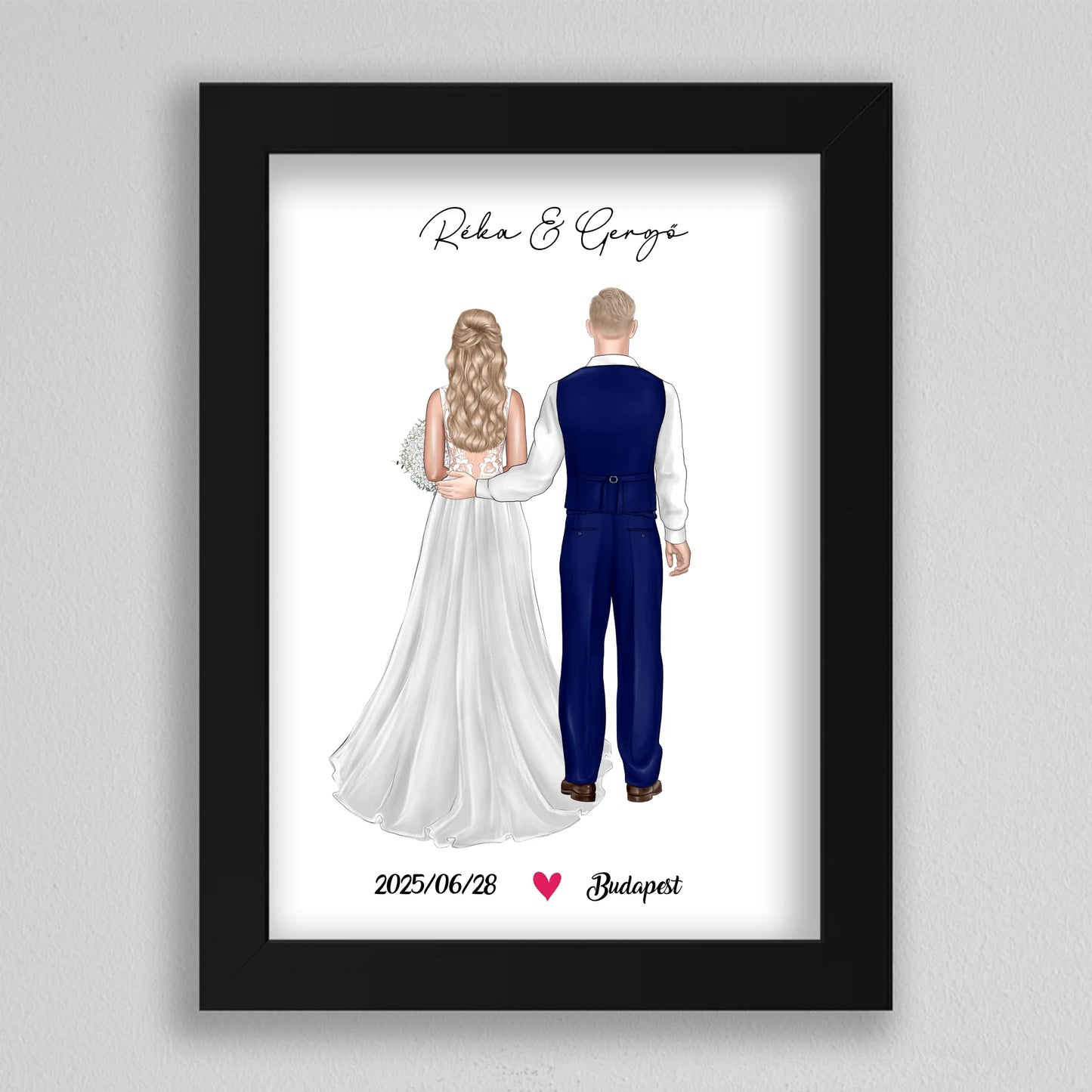 Menyasszony és Vőlegény Esküvői Pár Illusztráció