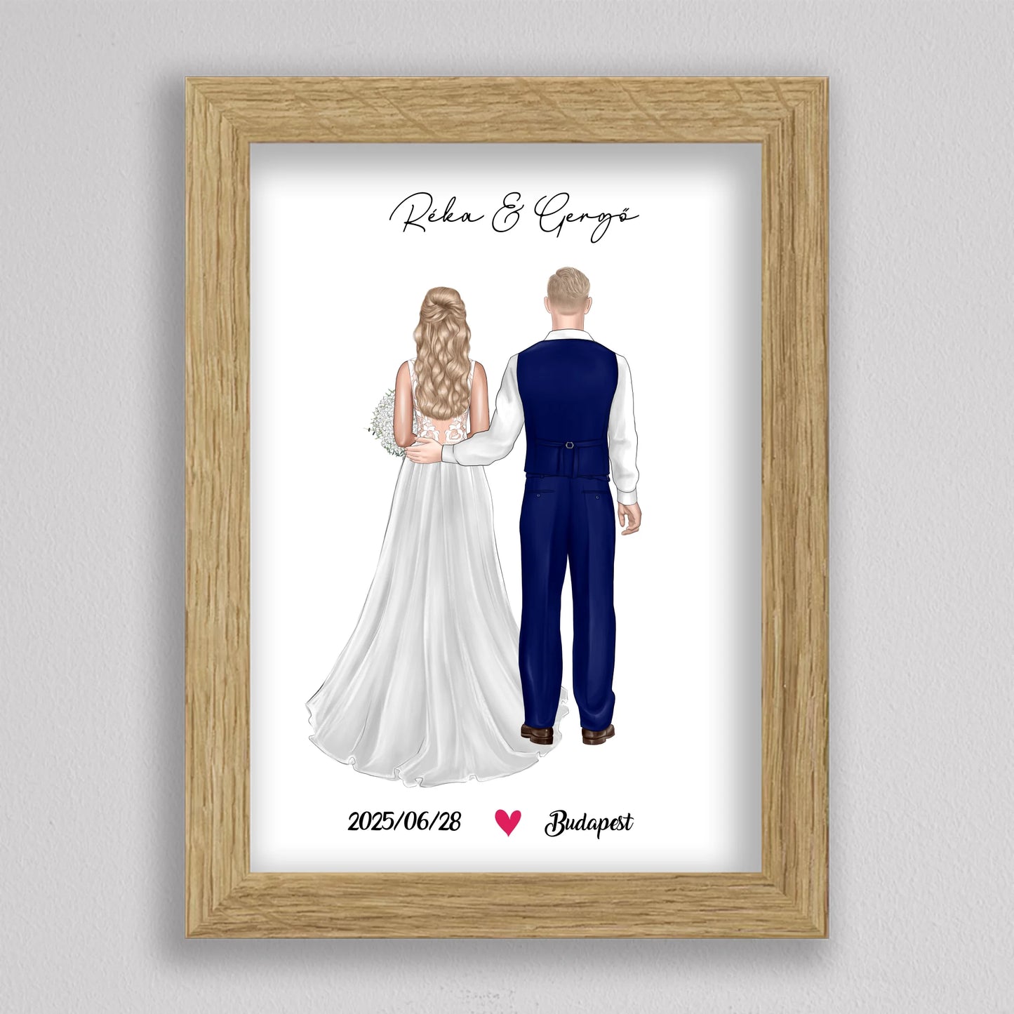 Menyasszony és Vőlegény Esküvői Pár Illusztráció