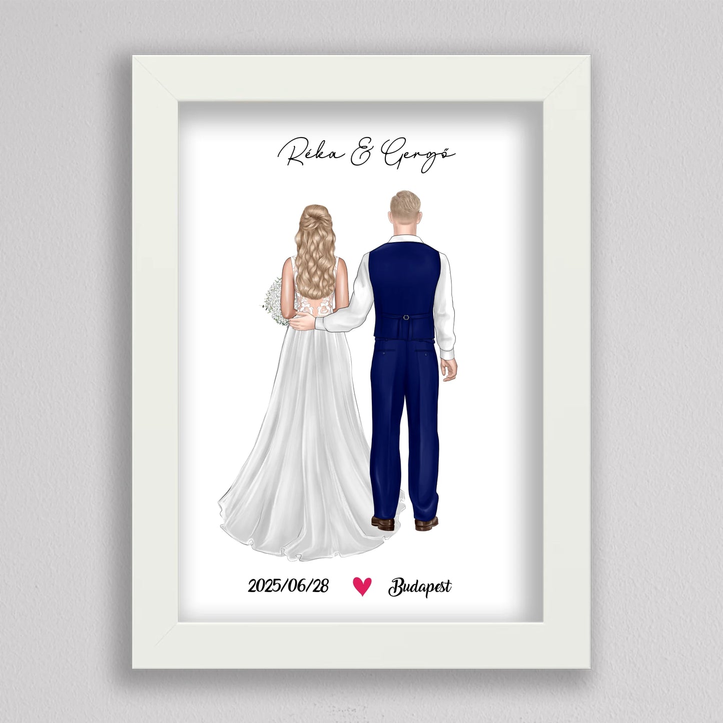 Menyasszony és Vőlegény Esküvői Pár Illusztráció