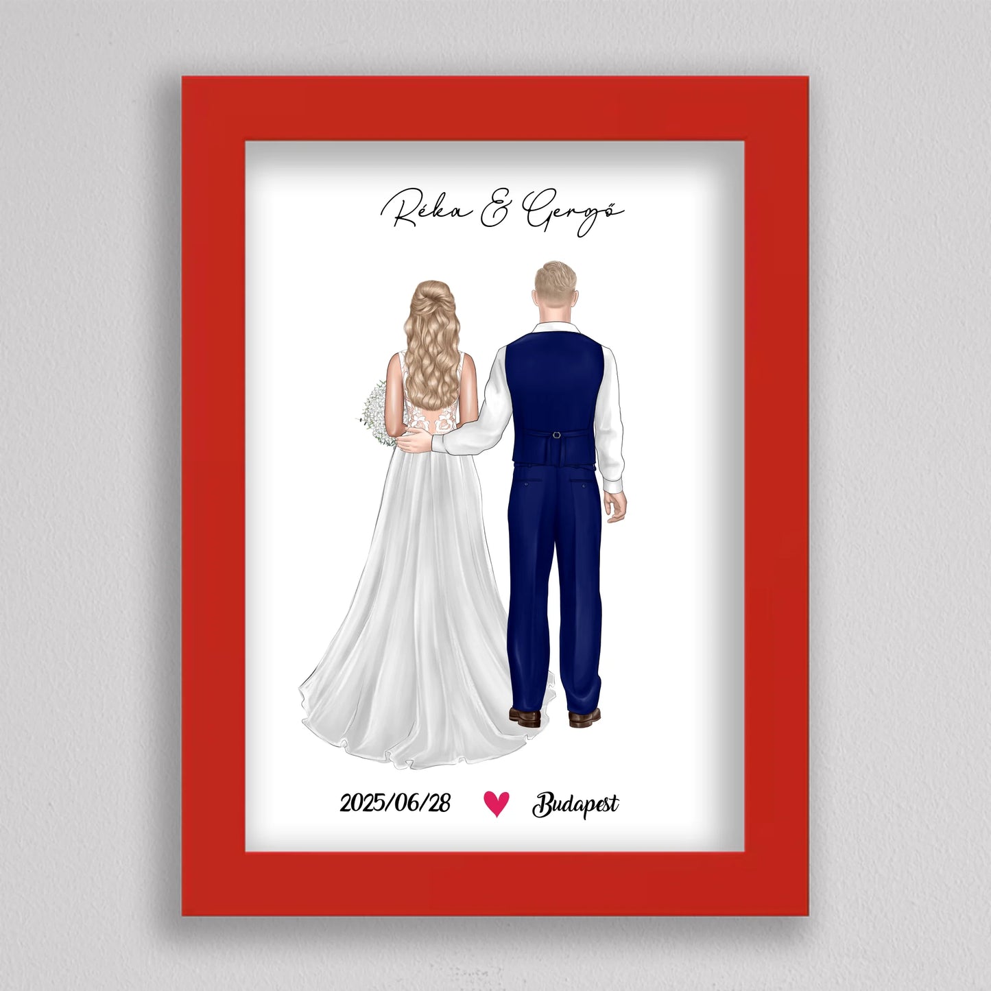 Menyasszony és Vőlegény Esküvői Pár Illusztráció