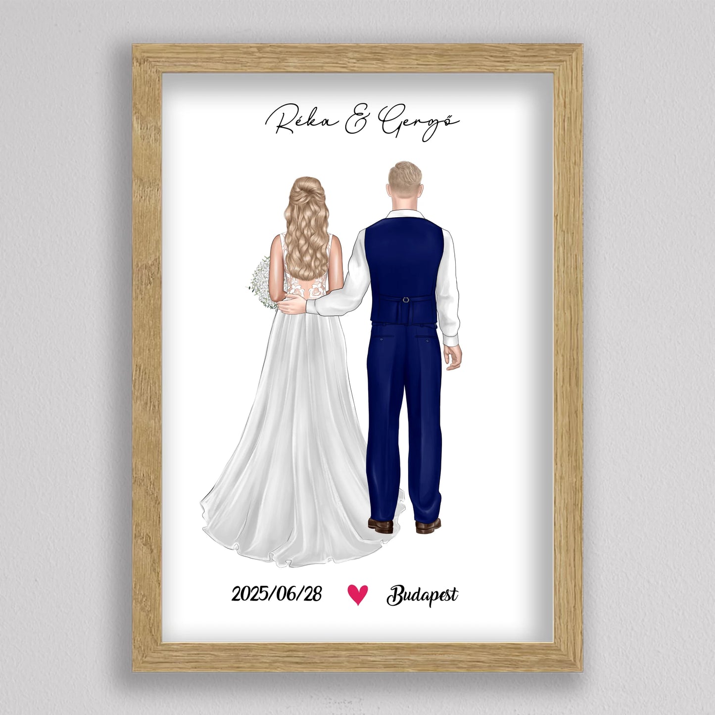 Menyasszony és Vőlegény Esküvői Pár Illusztráció