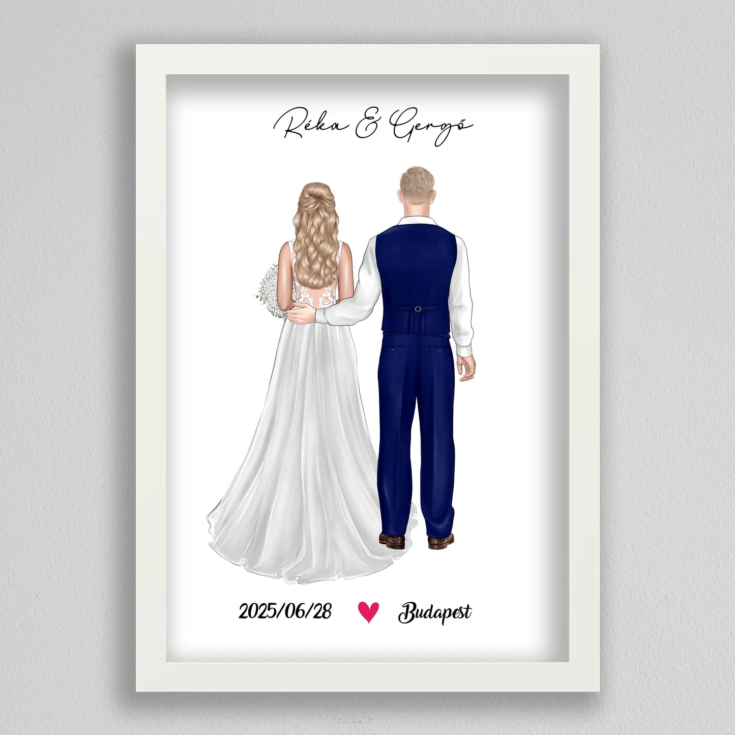 Menyasszony és Vőlegény Esküvői Pár Illusztráció