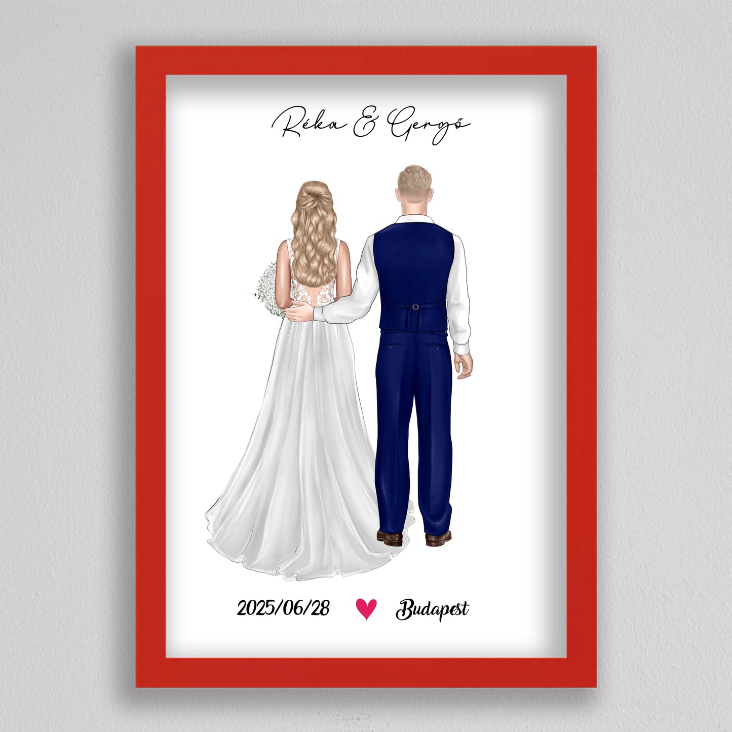 Menyasszony és Vőlegény Esküvői Pár Illusztráció