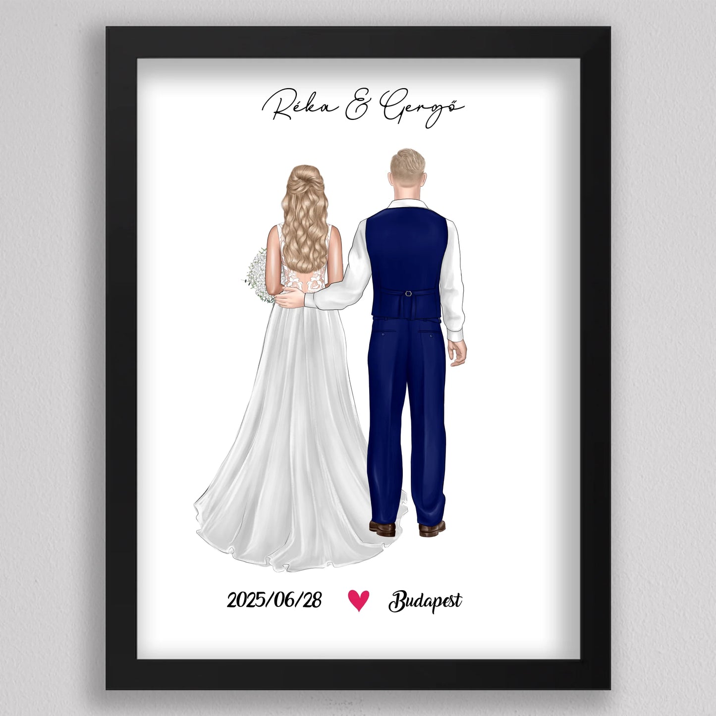 Menyasszony és Vőlegény Esküvői Pár Illusztráció