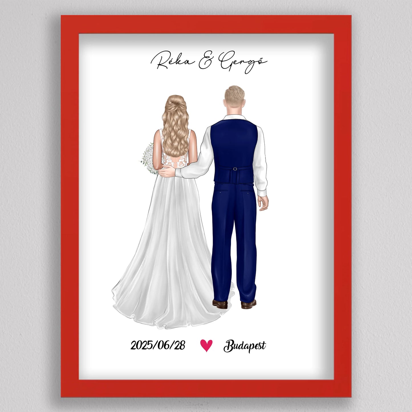 Menyasszony és Vőlegény Esküvői Pár Illusztráció