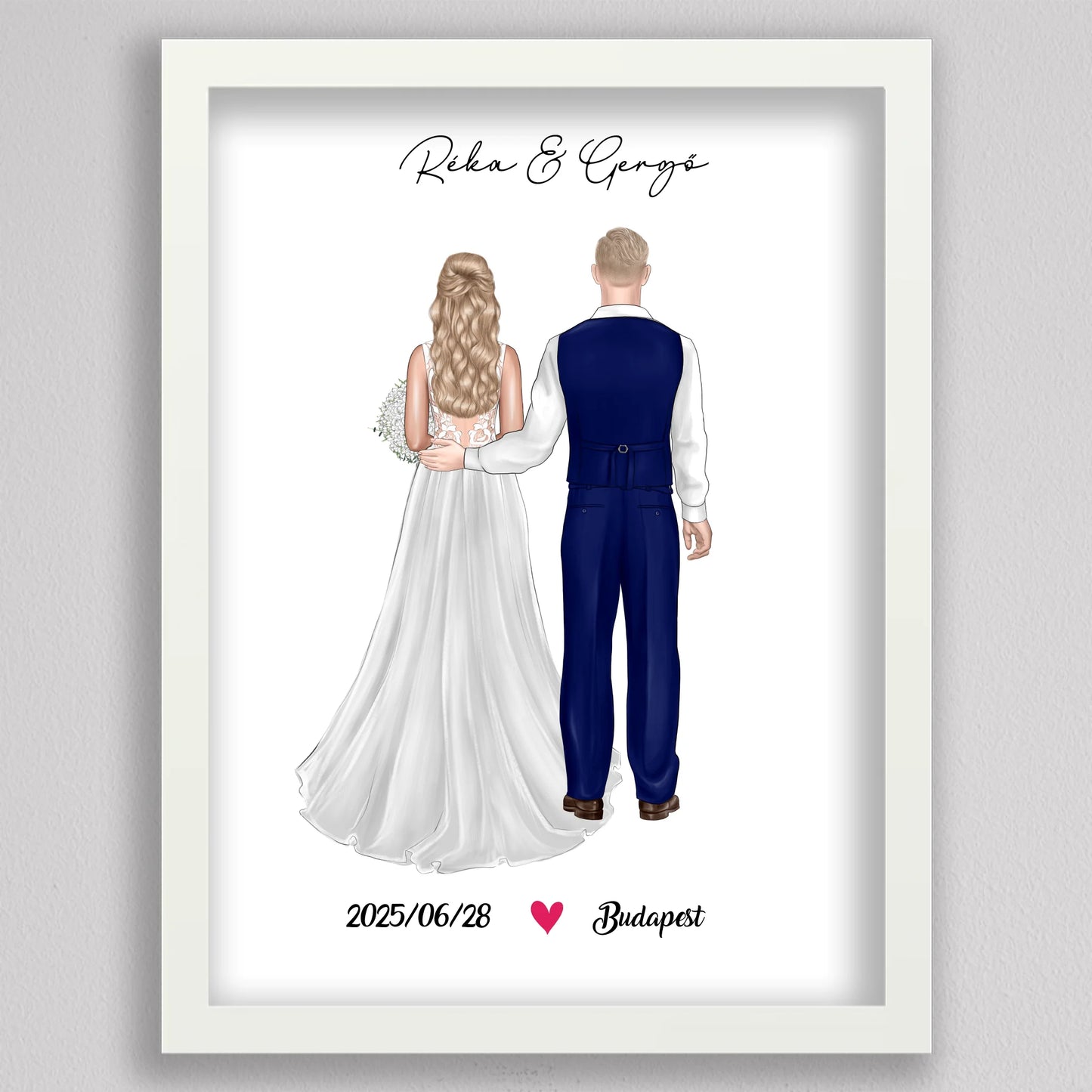 Menyasszony és Vőlegény Esküvői Pár Illusztráció