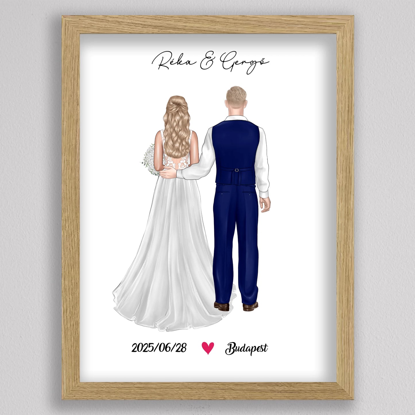 Menyasszony és Vőlegény Esküvői Pár Illusztráció