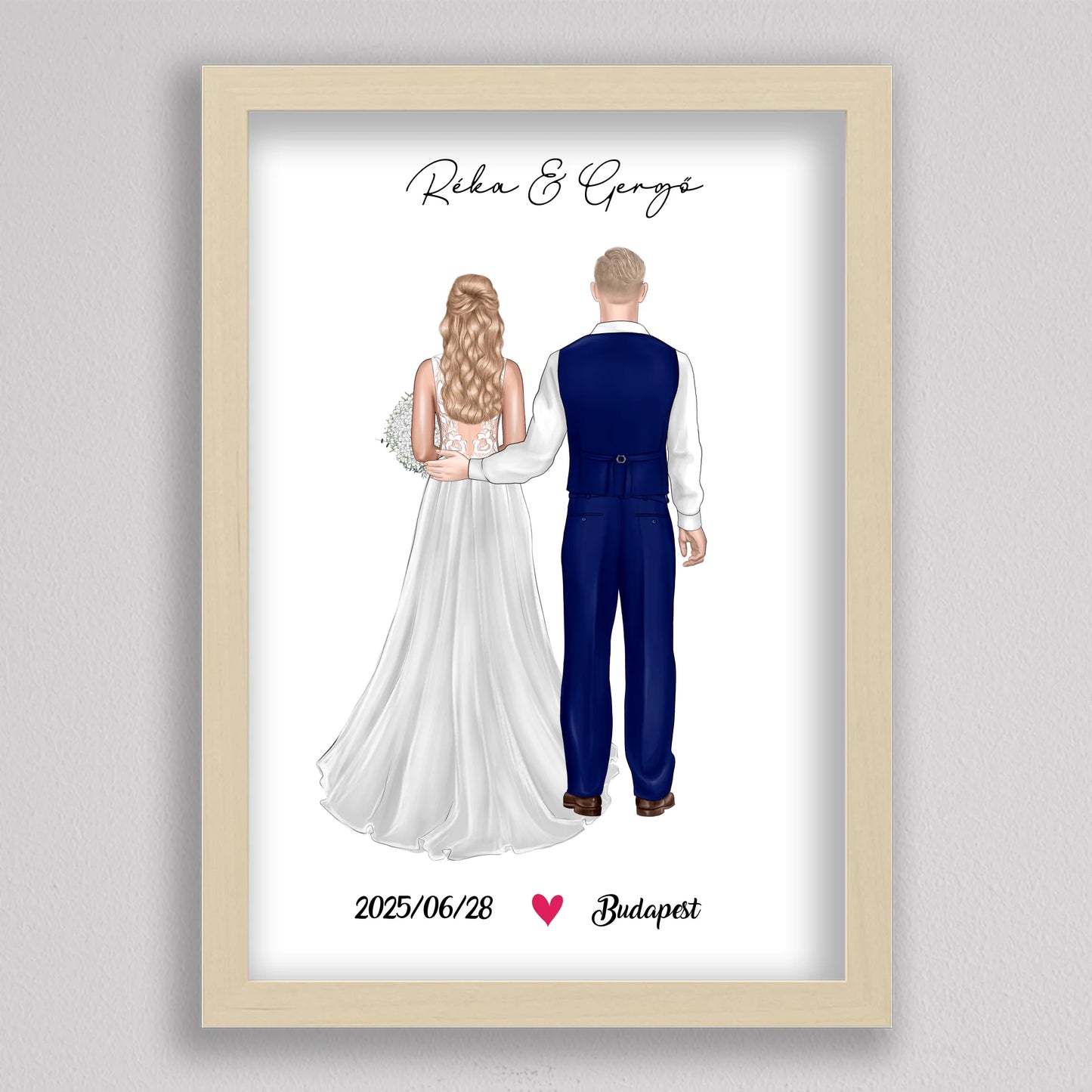 Menyasszony és Vőlegény Esküvői Pár Illusztráció