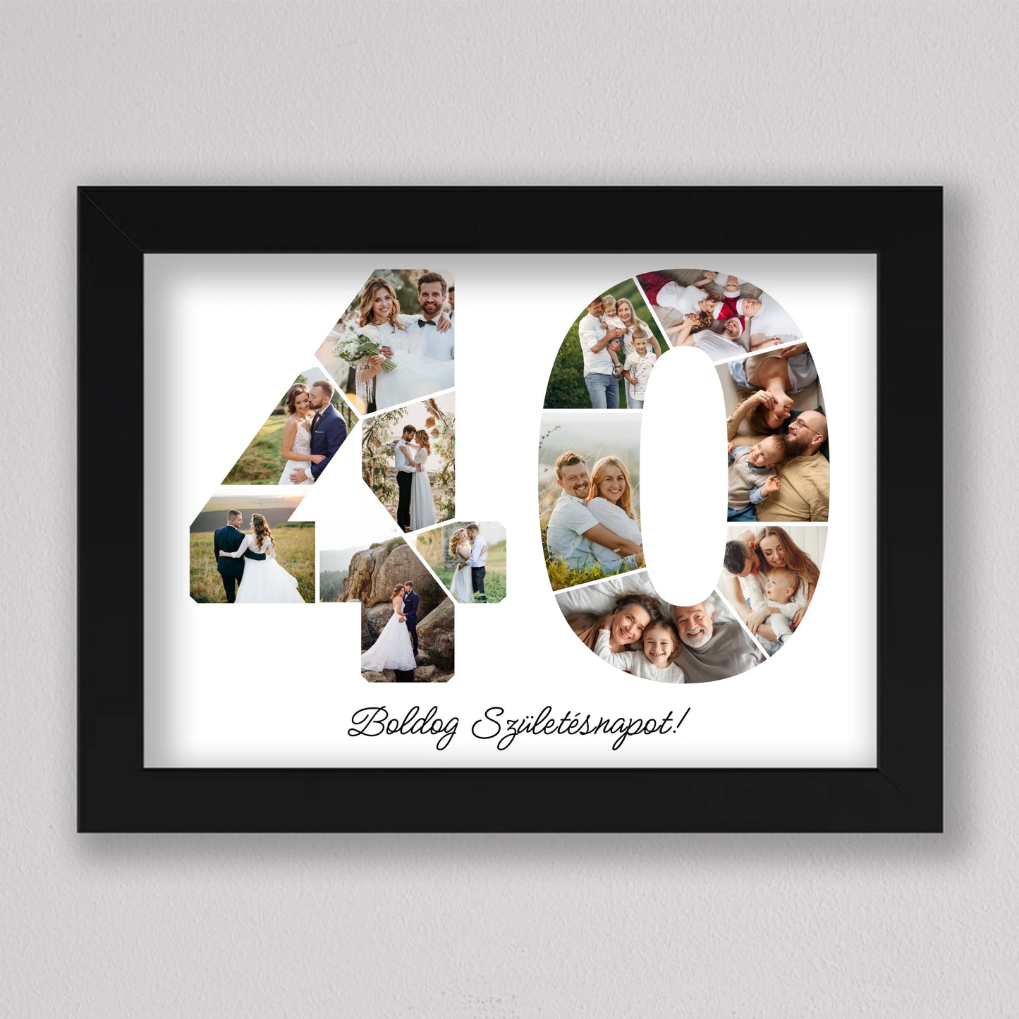 Egyedi számos fotó kollázs 40. születésnapra, évfordulóra