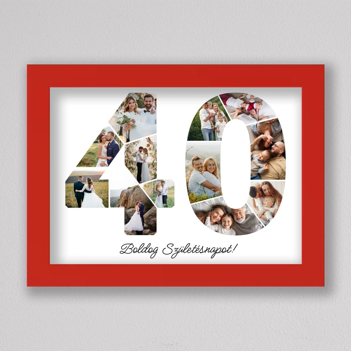 Egyedi számos fotó kollázs 40. születésnapra, évfordulóra