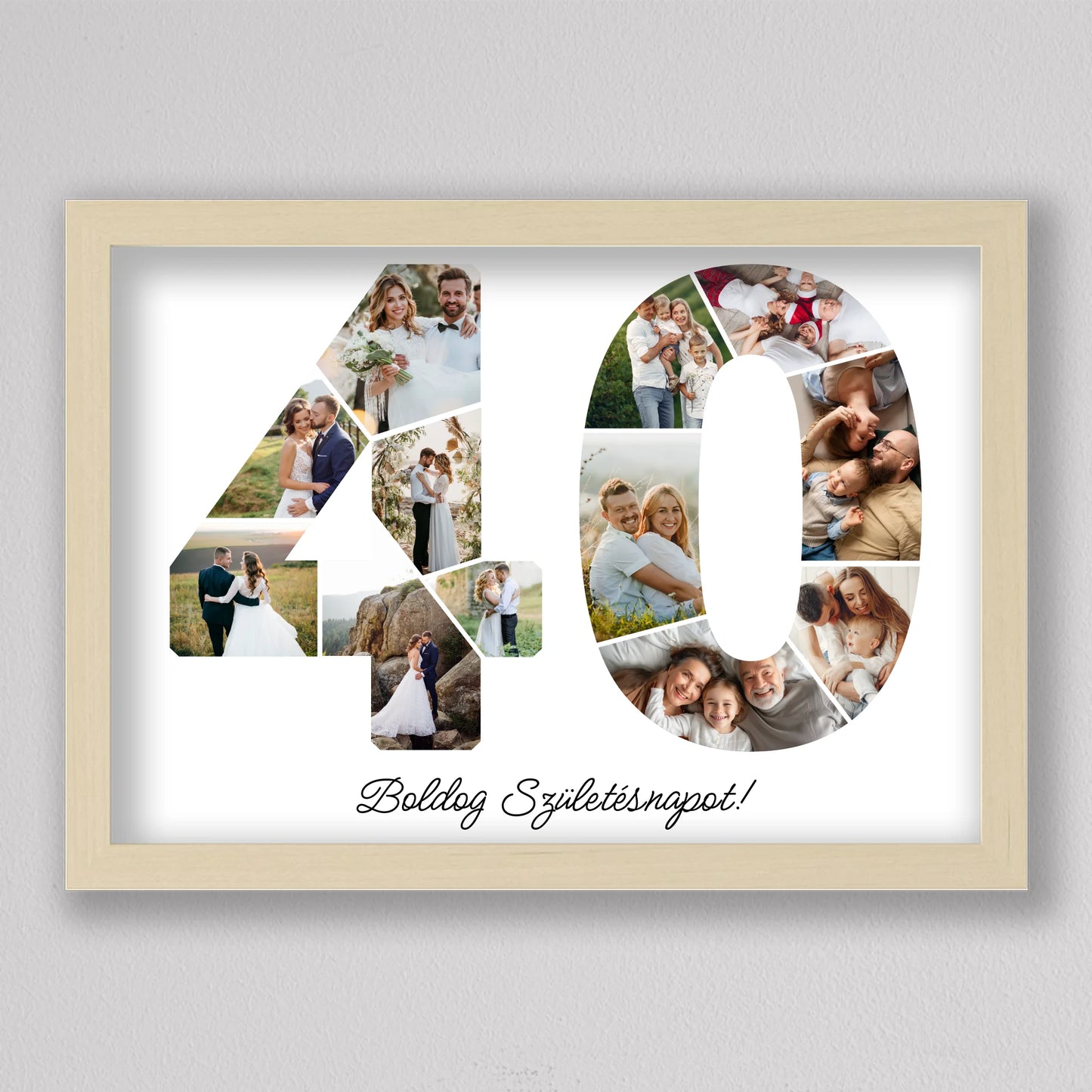 Egyedi számos fotó kollázs 40. születésnapra, évfordulóra