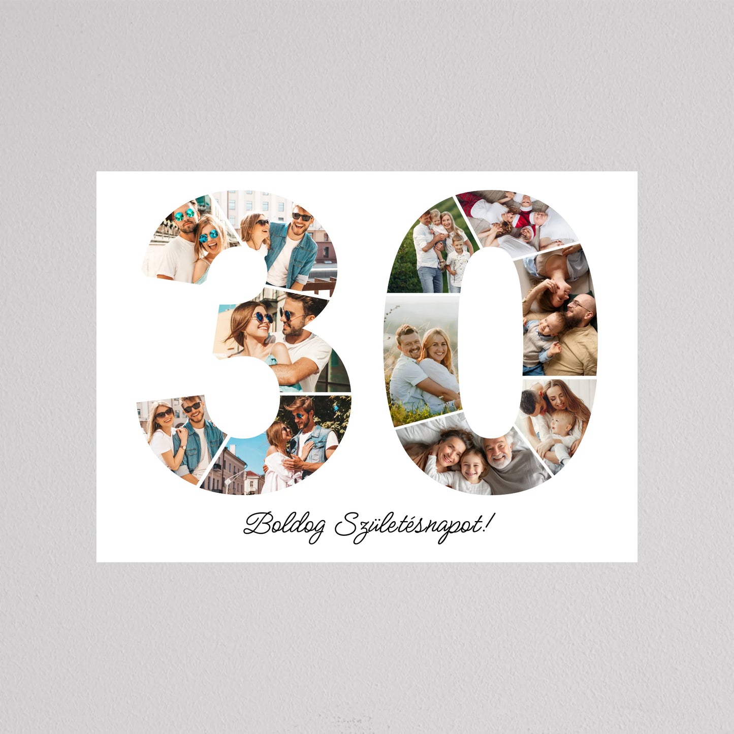 Egyedi számos fotó kollázs 30. születésnapra, évfordulóra