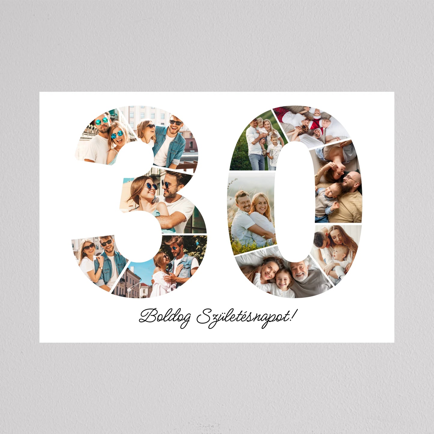 Egyedi számos fotó kollázs 30. születésnapra, évfordulóra