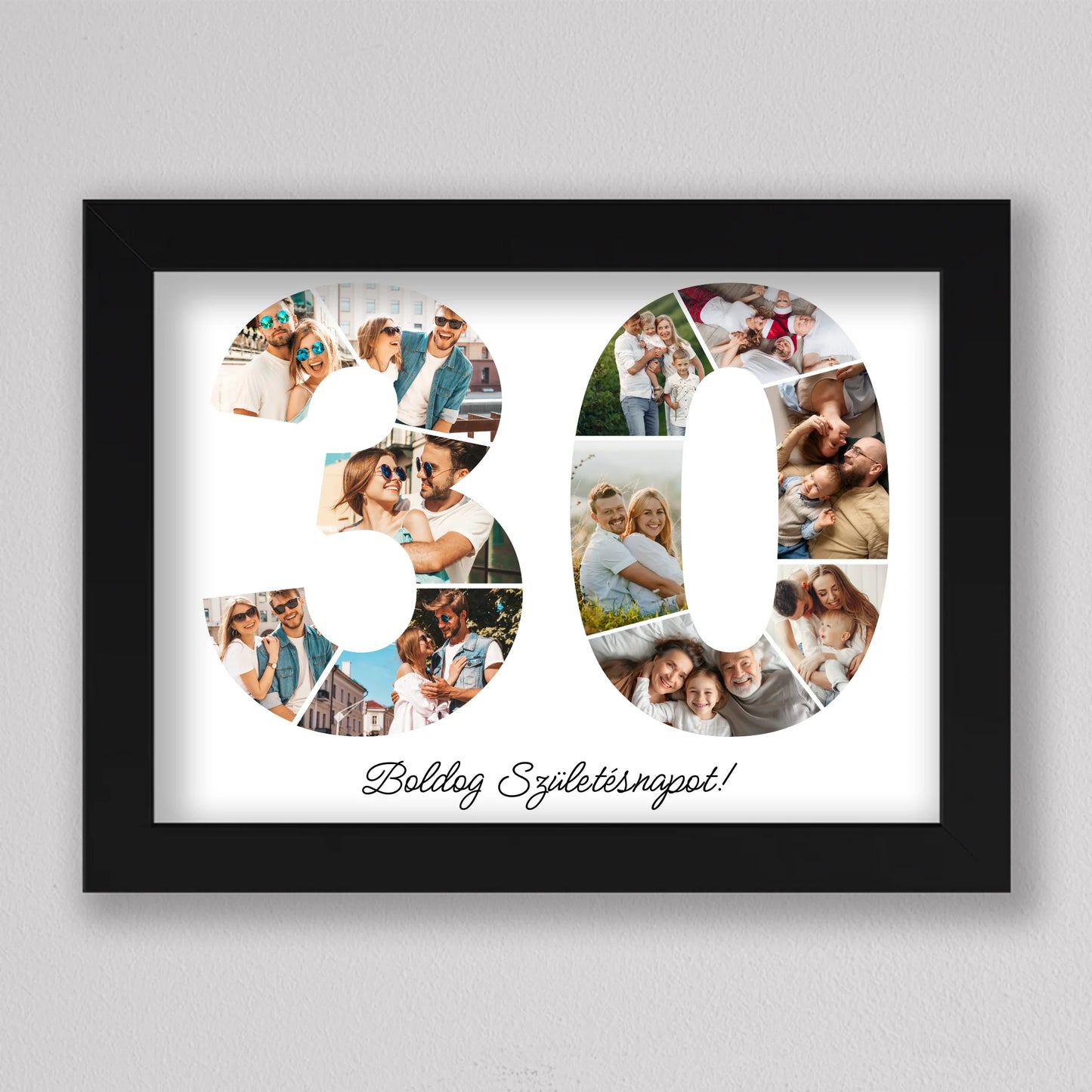 Egyedi számos fotó kollázs 30. születésnapra, évfordulóra