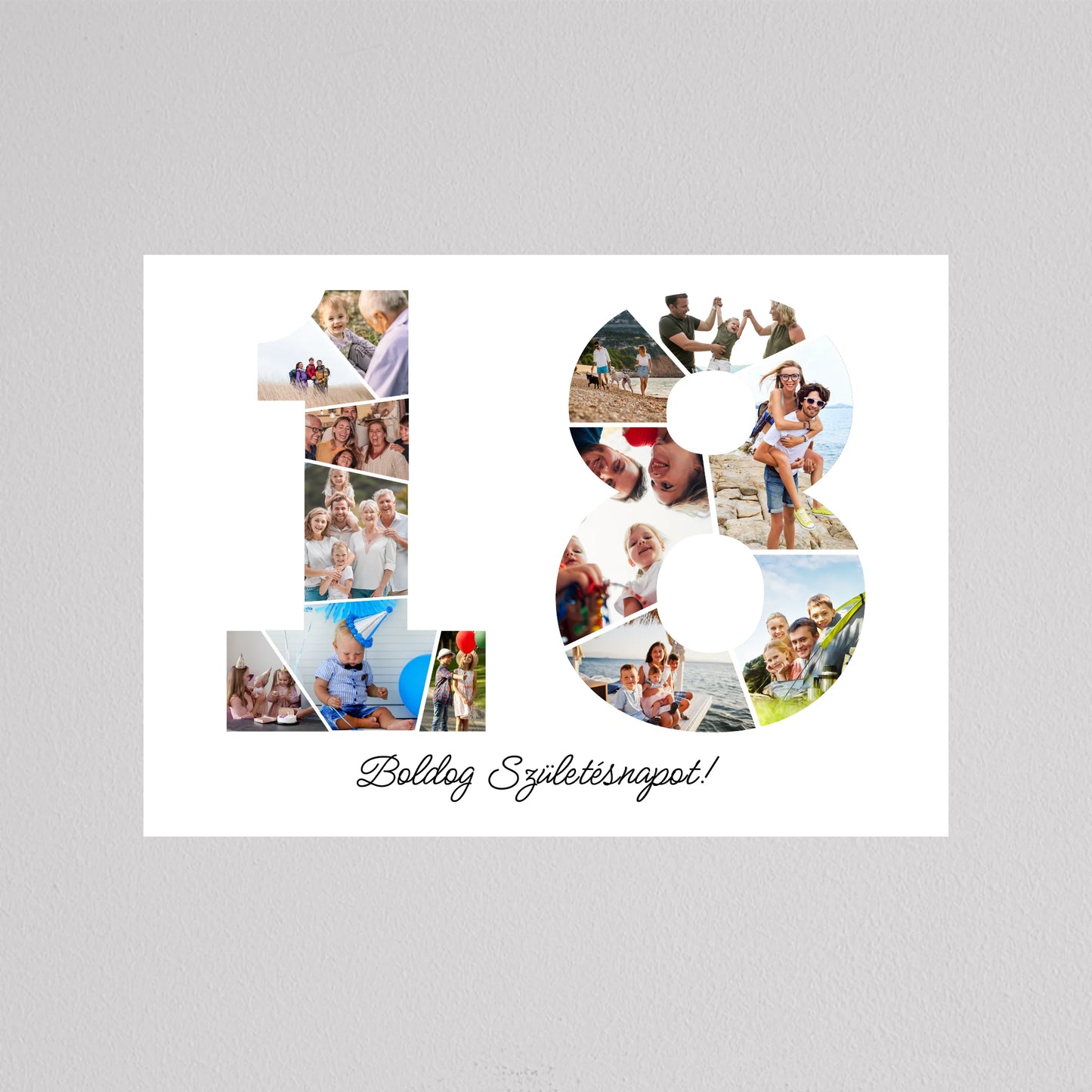 Egyedi számos fotó kollázs 18. születésnapra, évfordulóra