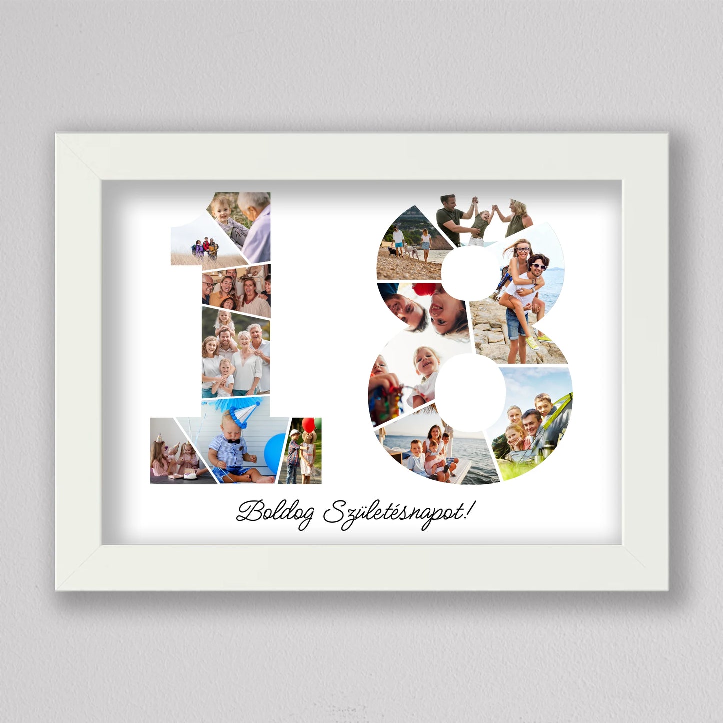 Egyedi számos fotó kollázs 18. születésnapra, évfordulóra