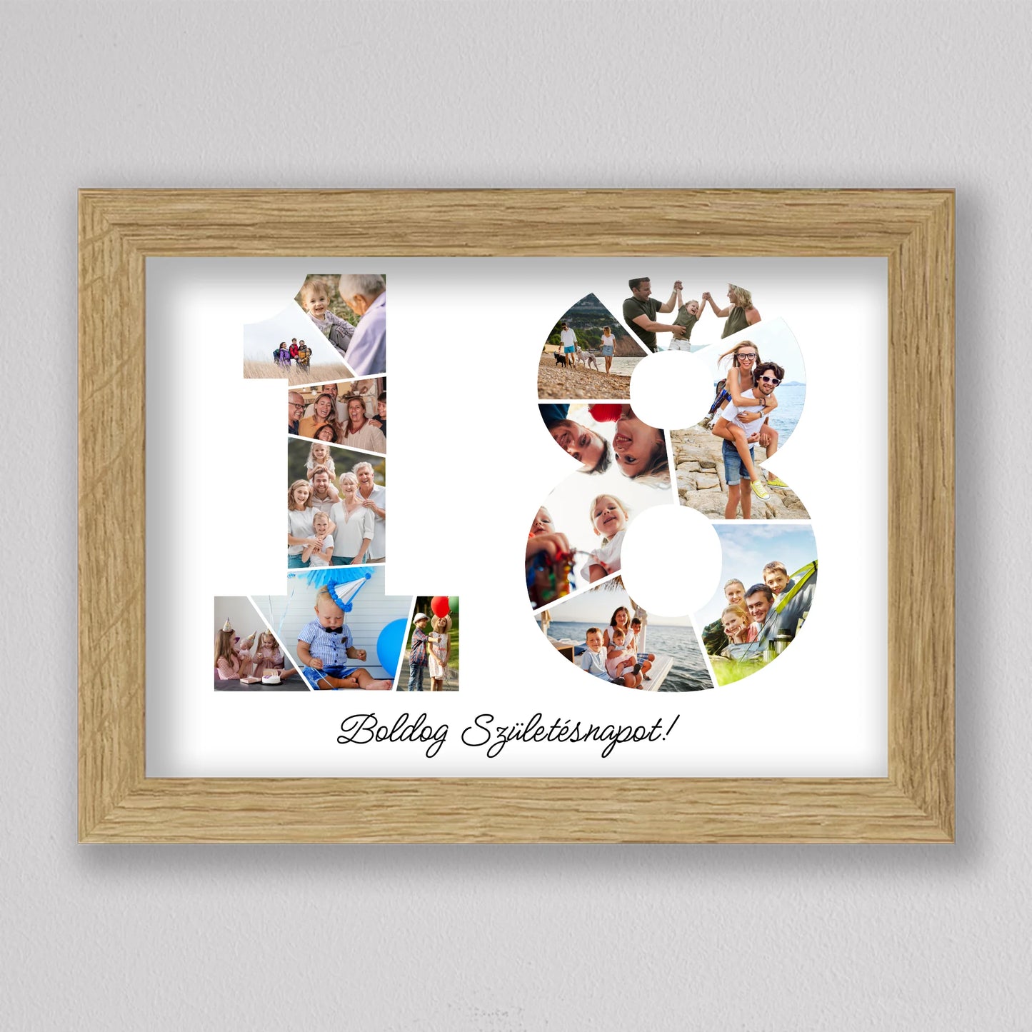 Egyedi számos fotó kollázs 18. születésnapra, évfordulóra