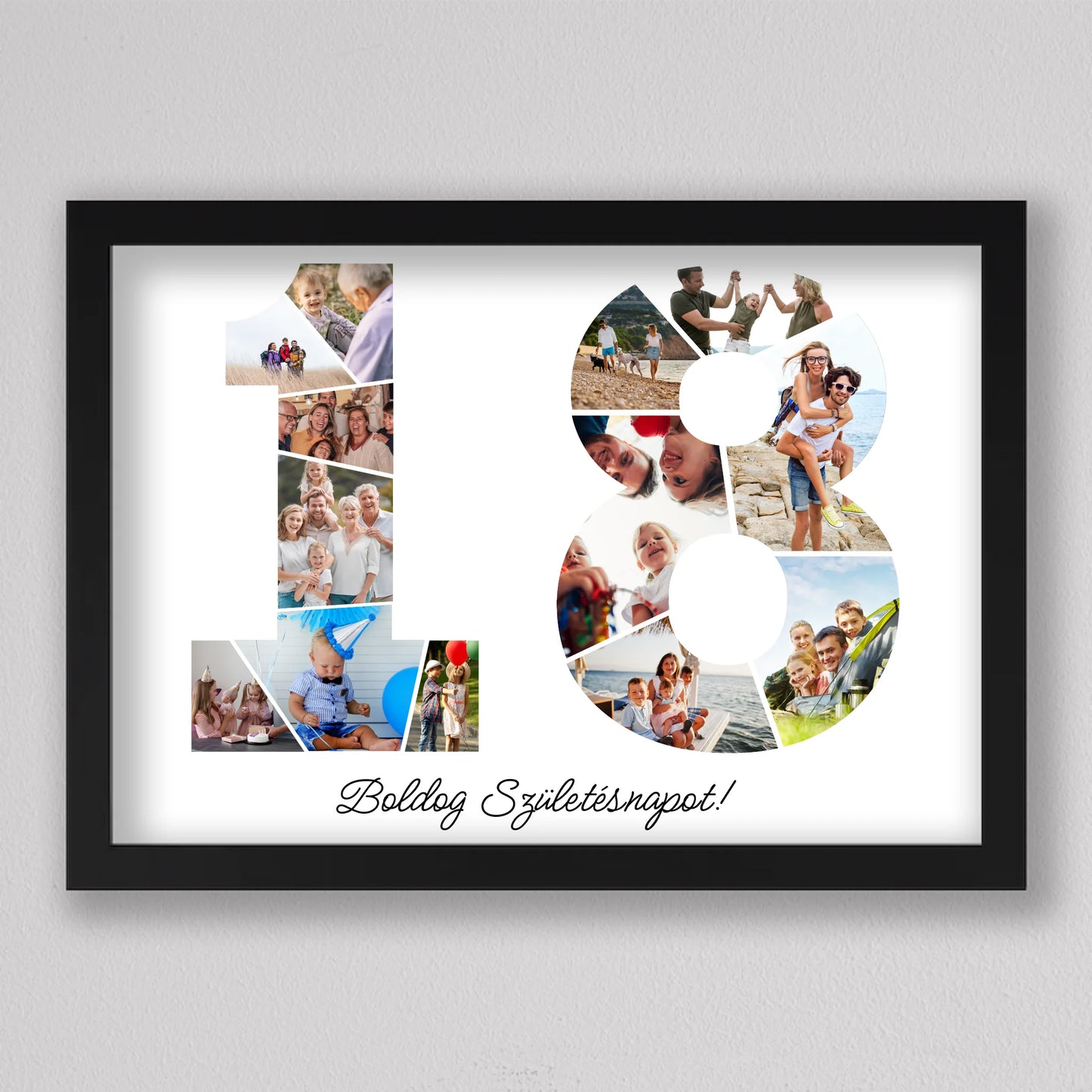 Egyedi számos fotó kollázs 18. születésnapra, évfordulóra