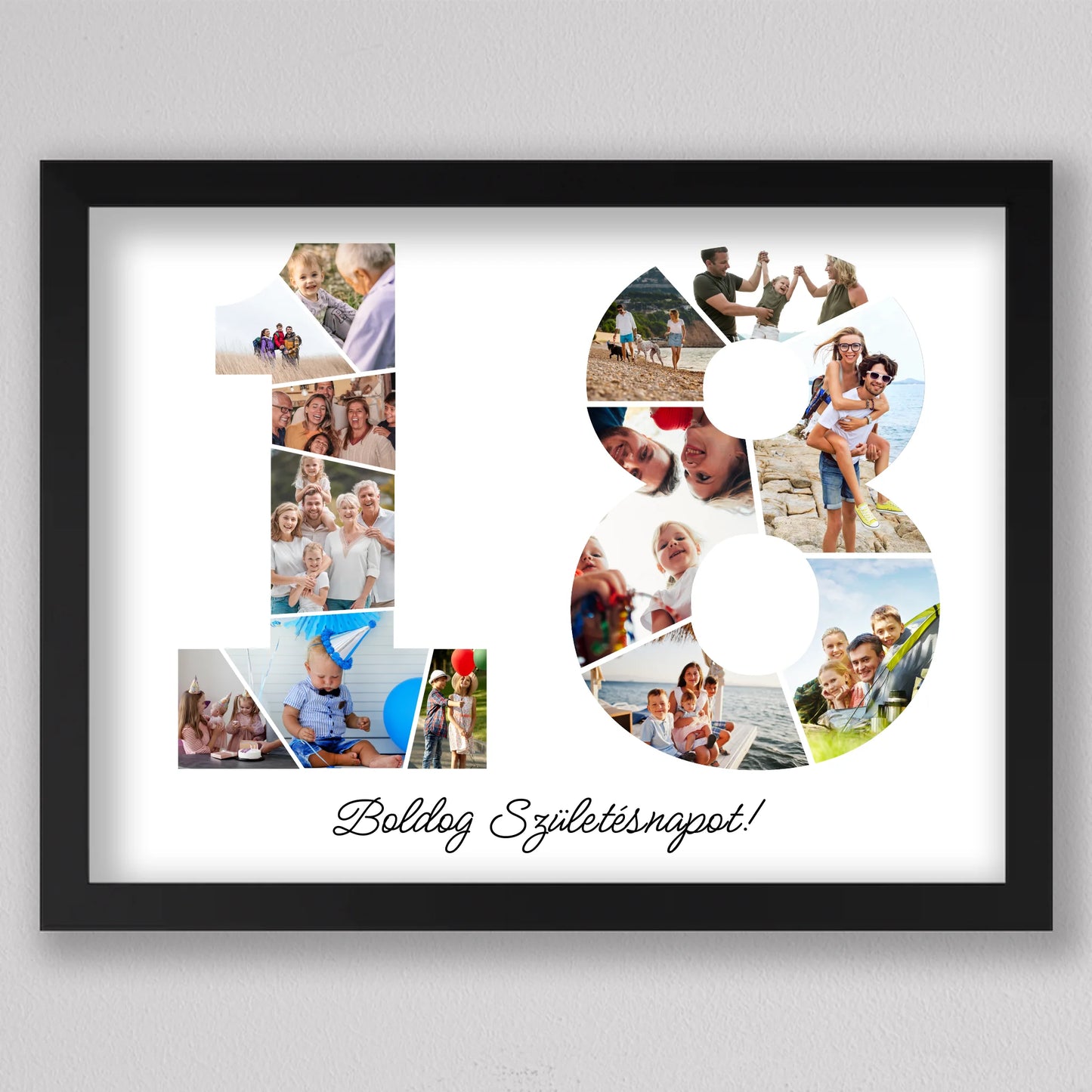 Egyedi számos fotó kollázs 18. születésnapra, évfordulóra