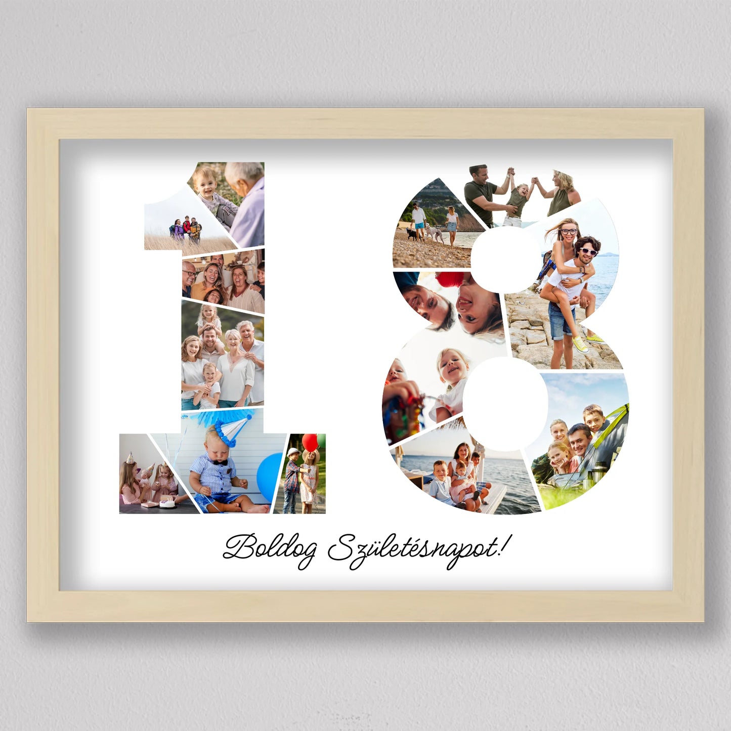 Egyedi számos fotó kollázs 18. születésnapra, évfordulóra