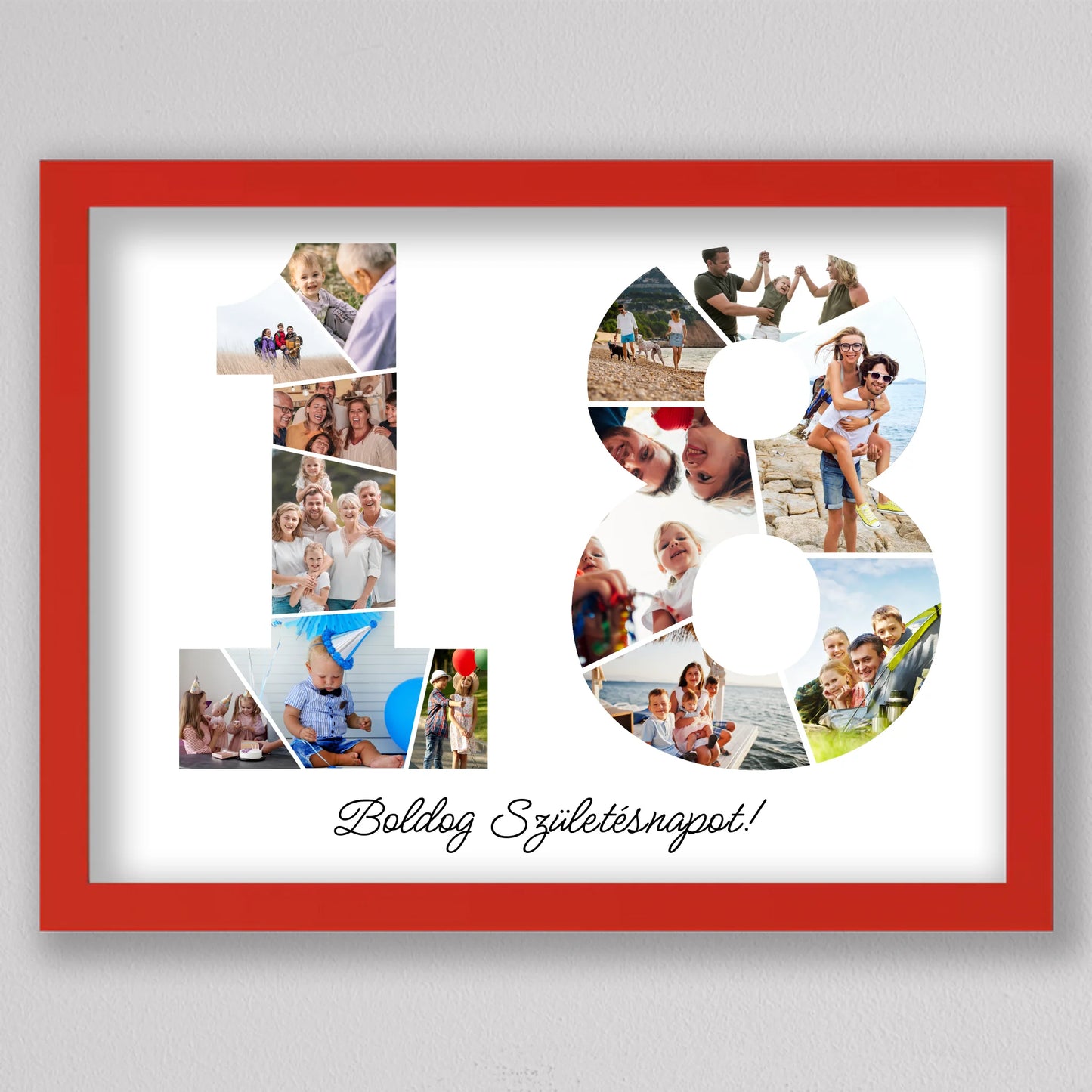 Egyedi számos fotó kollázs 18. születésnapra, évfordulóra
