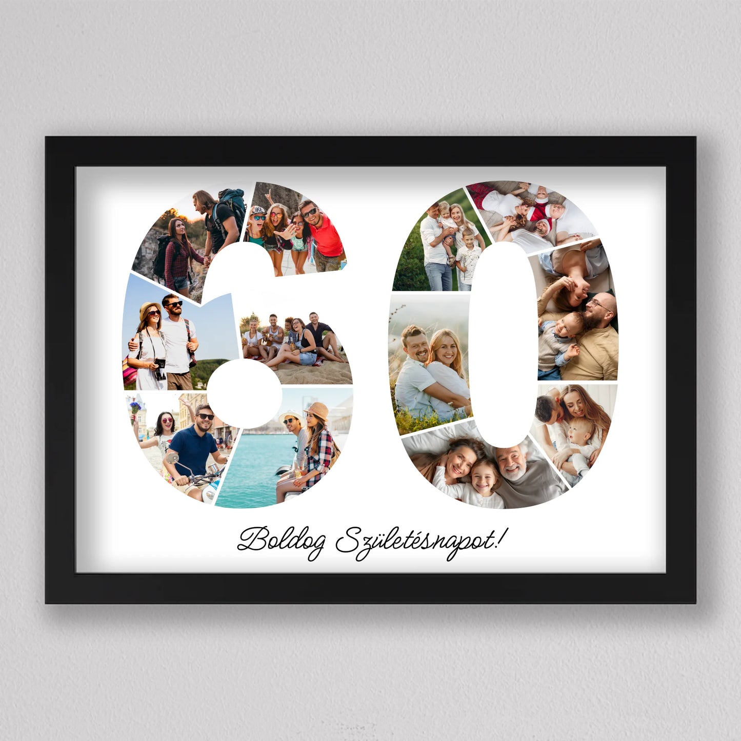 Egyedi számos fotó kollázs 60. születésnapra, évfordulóra