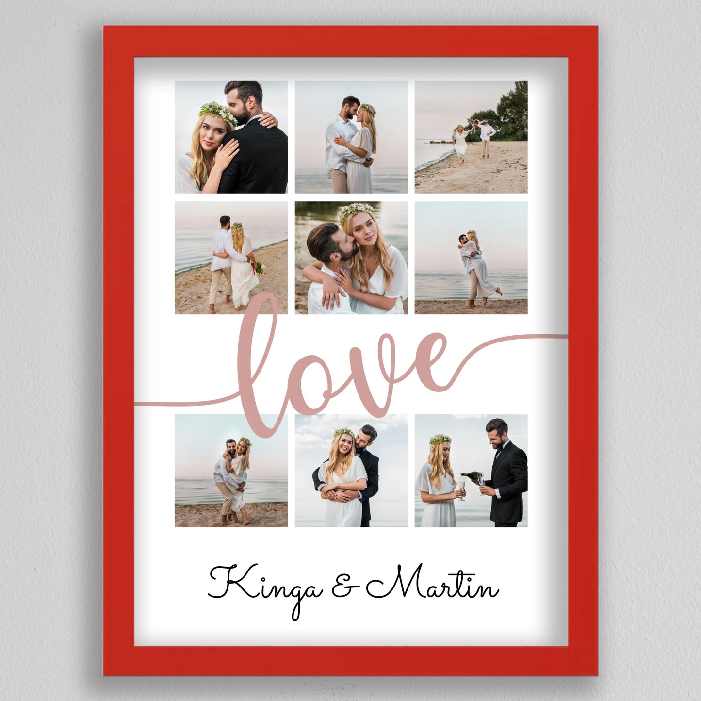 Szerelmünk pillanatai fotó kollázs love felirattal