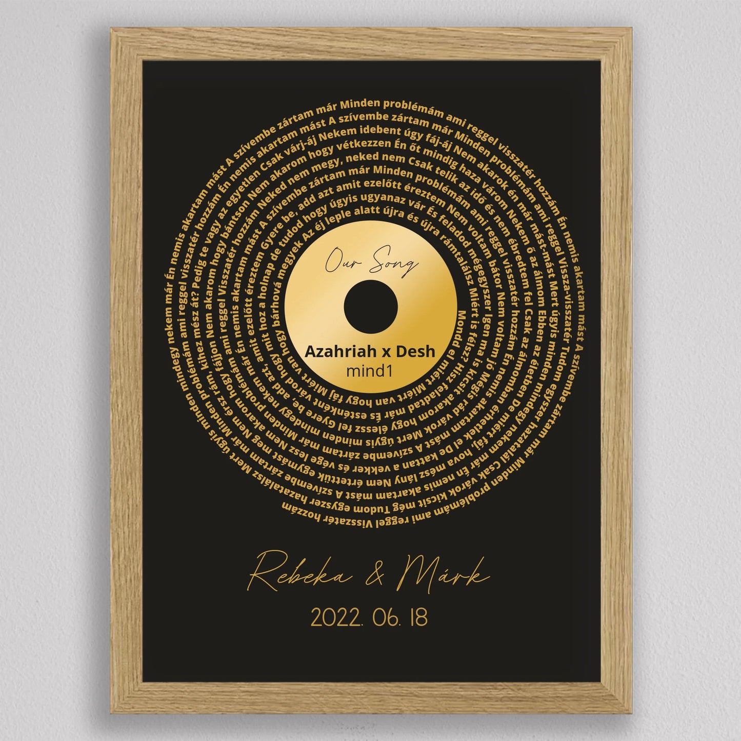 Aranylemez Személyre szabott bakelit spirál dalszöveggel