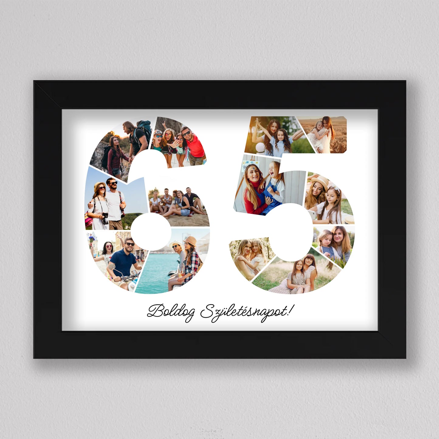 Egyedi számos fotó kollázs 65. születésnapra, évfordulóra