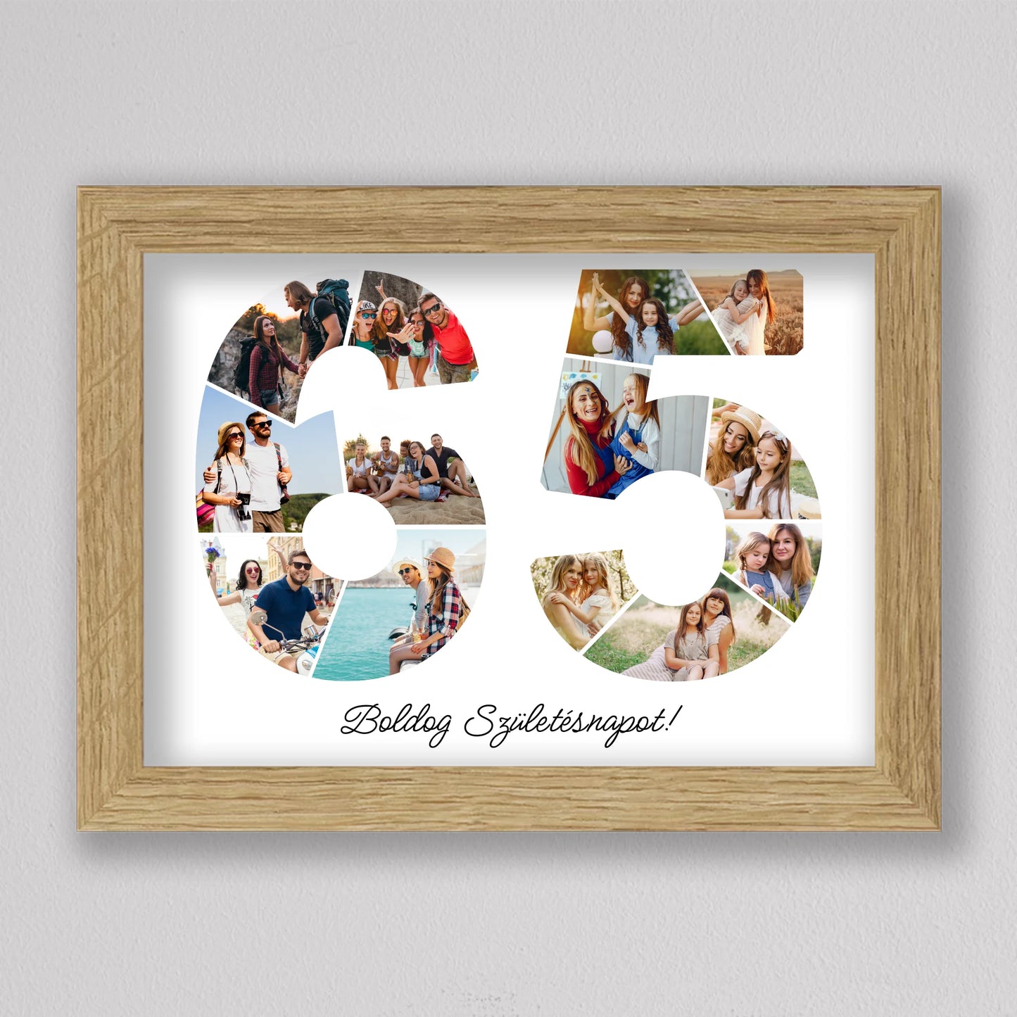 Egyedi számos fotó kollázs 65. születésnapra, évfordulóra