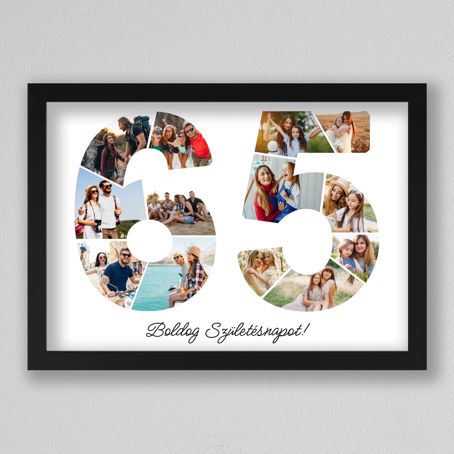 Egyedi számos fotó kollázs 65. születésnapra, évfordulóra