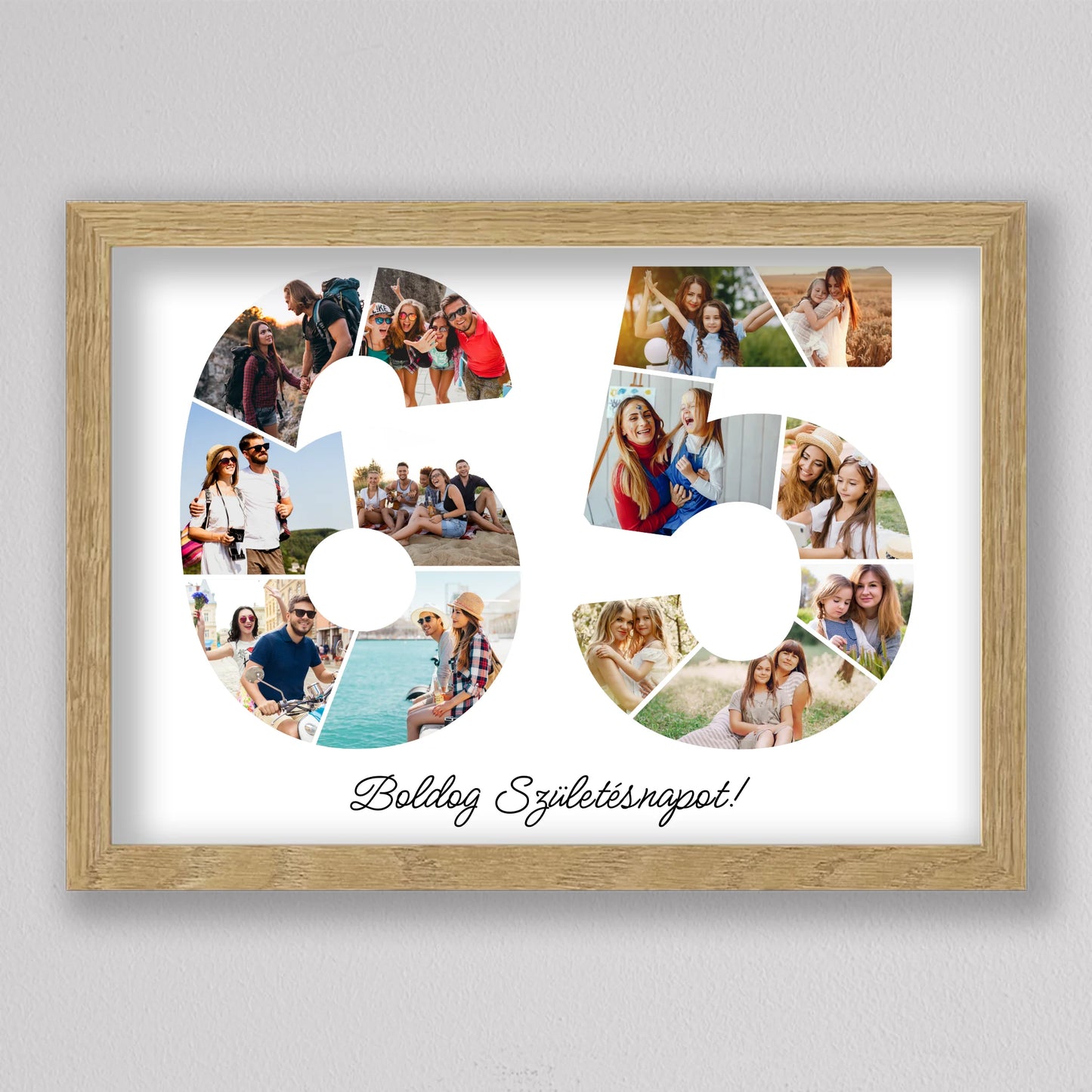 Egyedi számos fotó kollázs 65. születésnapra, évfordulóra