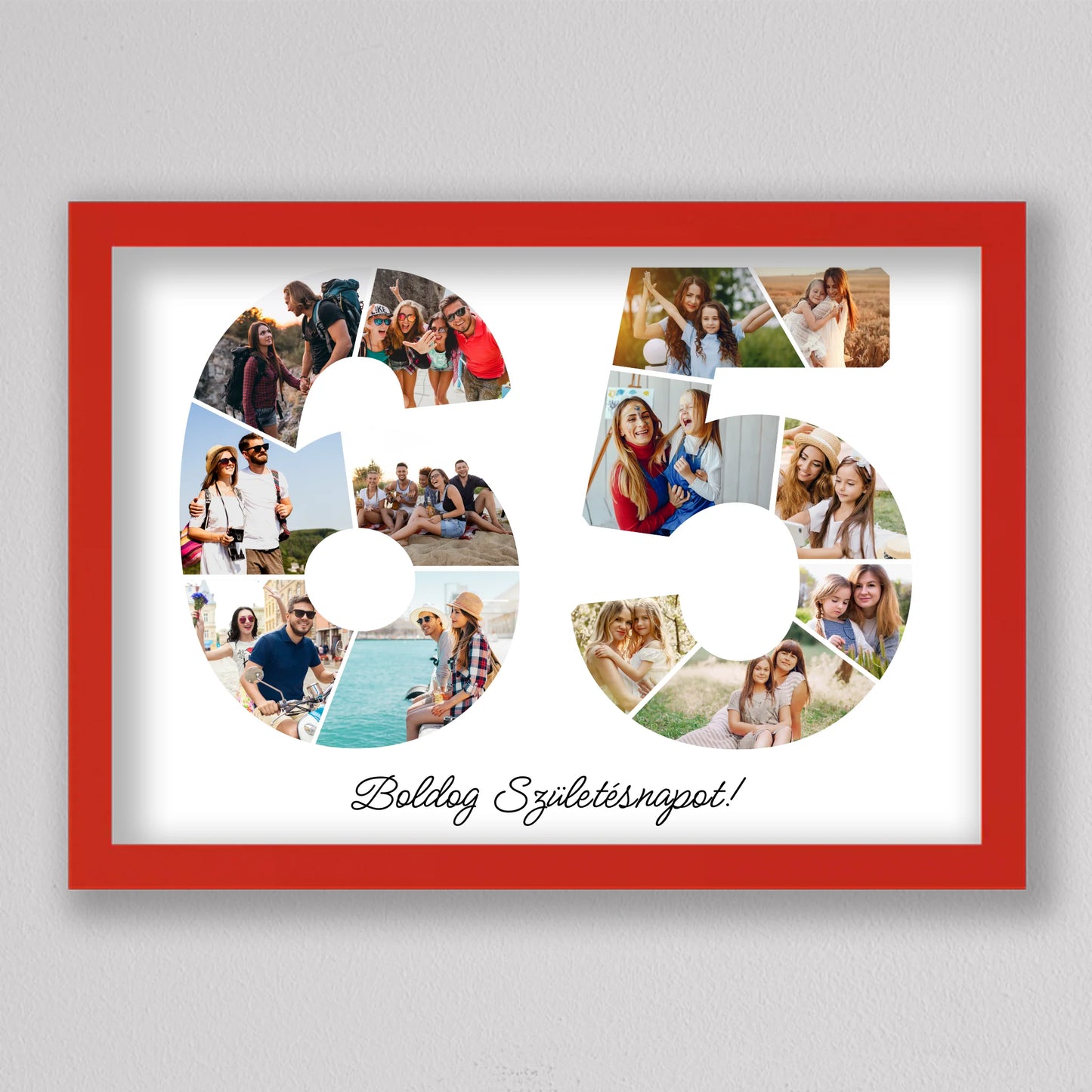 Egyedi számos fotó kollázs 65. születésnapra, évfordulóra