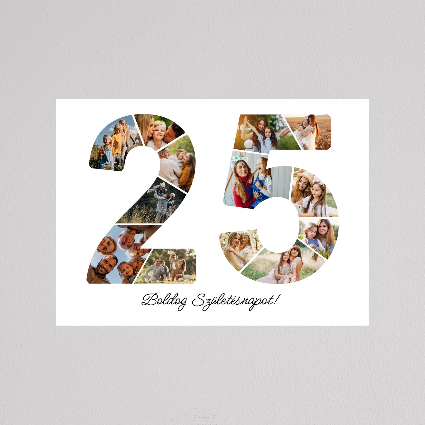 Egyedi számos fotó kollázs 25. születésnapra, évfordulóra
