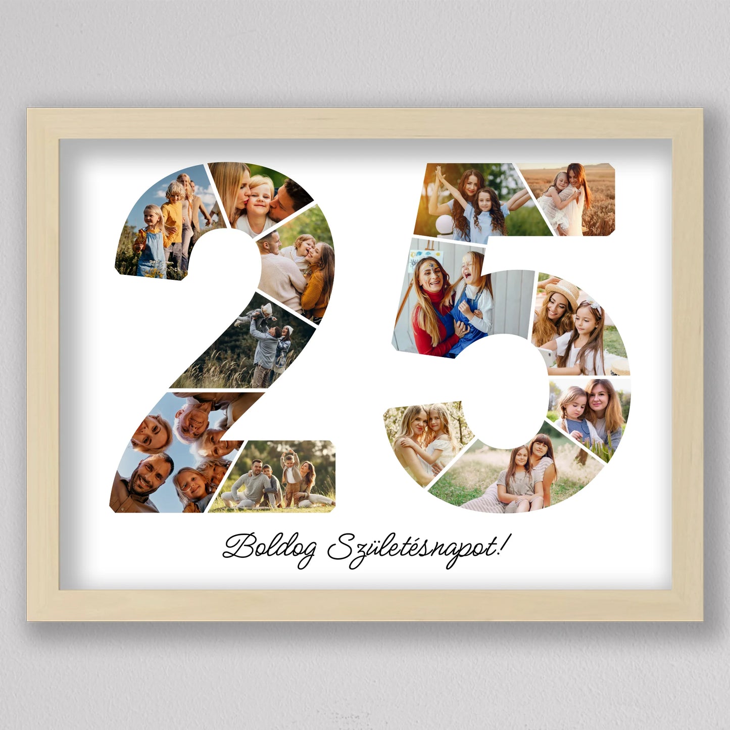 Egyedi számos fotó kollázs 25. születésnapra, évfordulóra