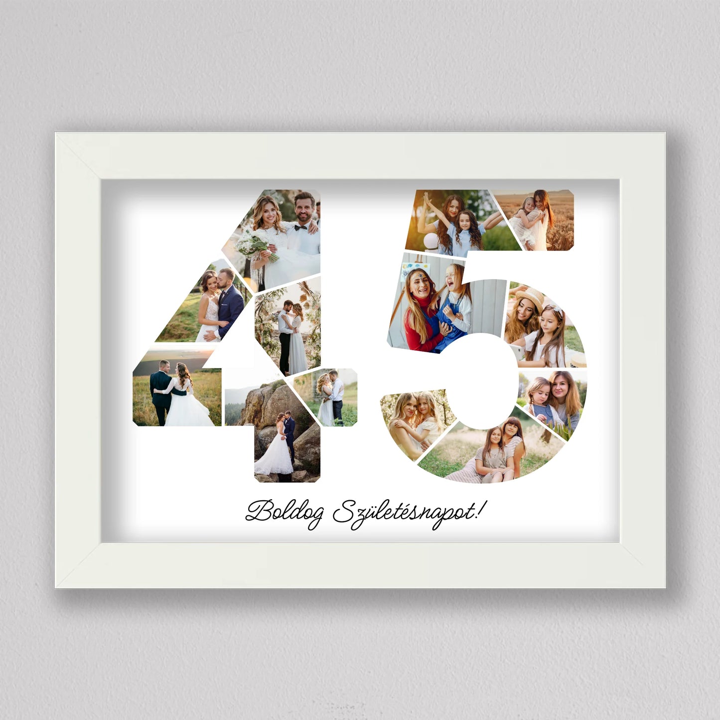 Egyedi számos fotó kollázs 45. születésnapra, évfordulóra