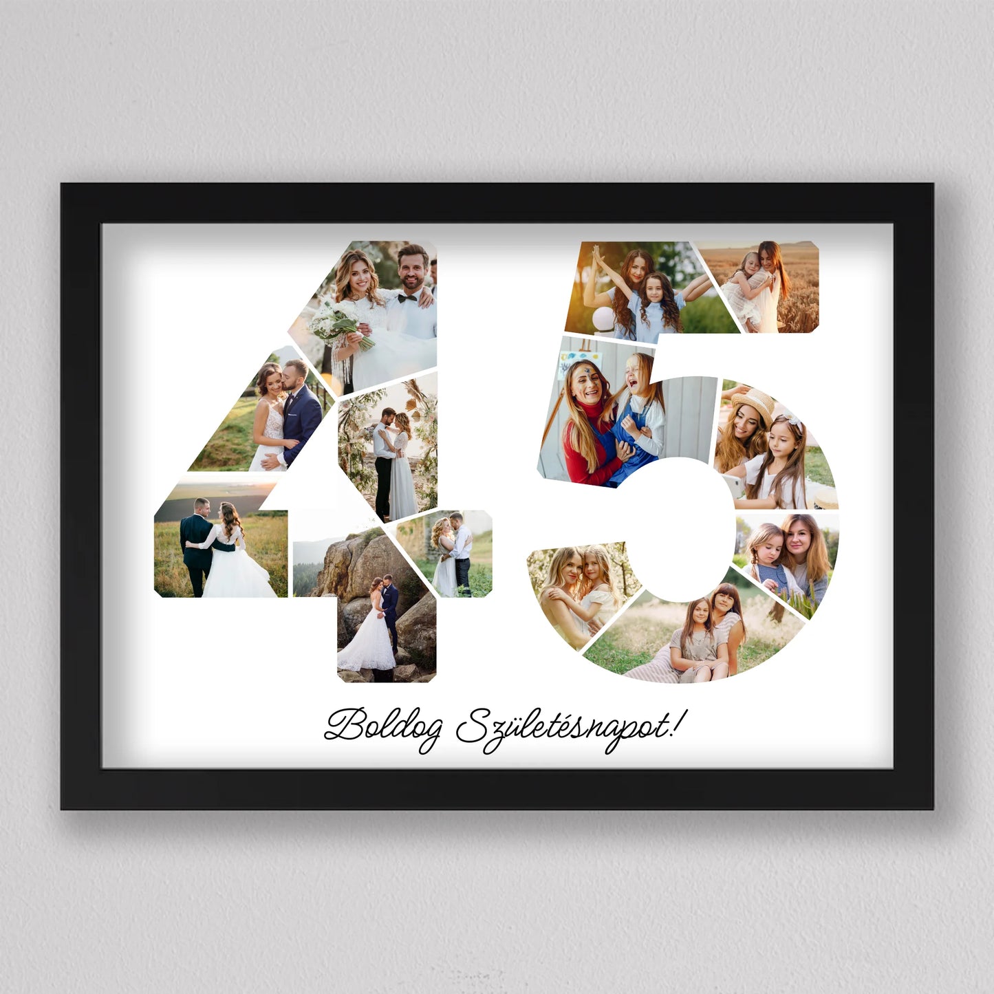 Egyedi számos fotó kollázs 45. születésnapra, évfordulóra