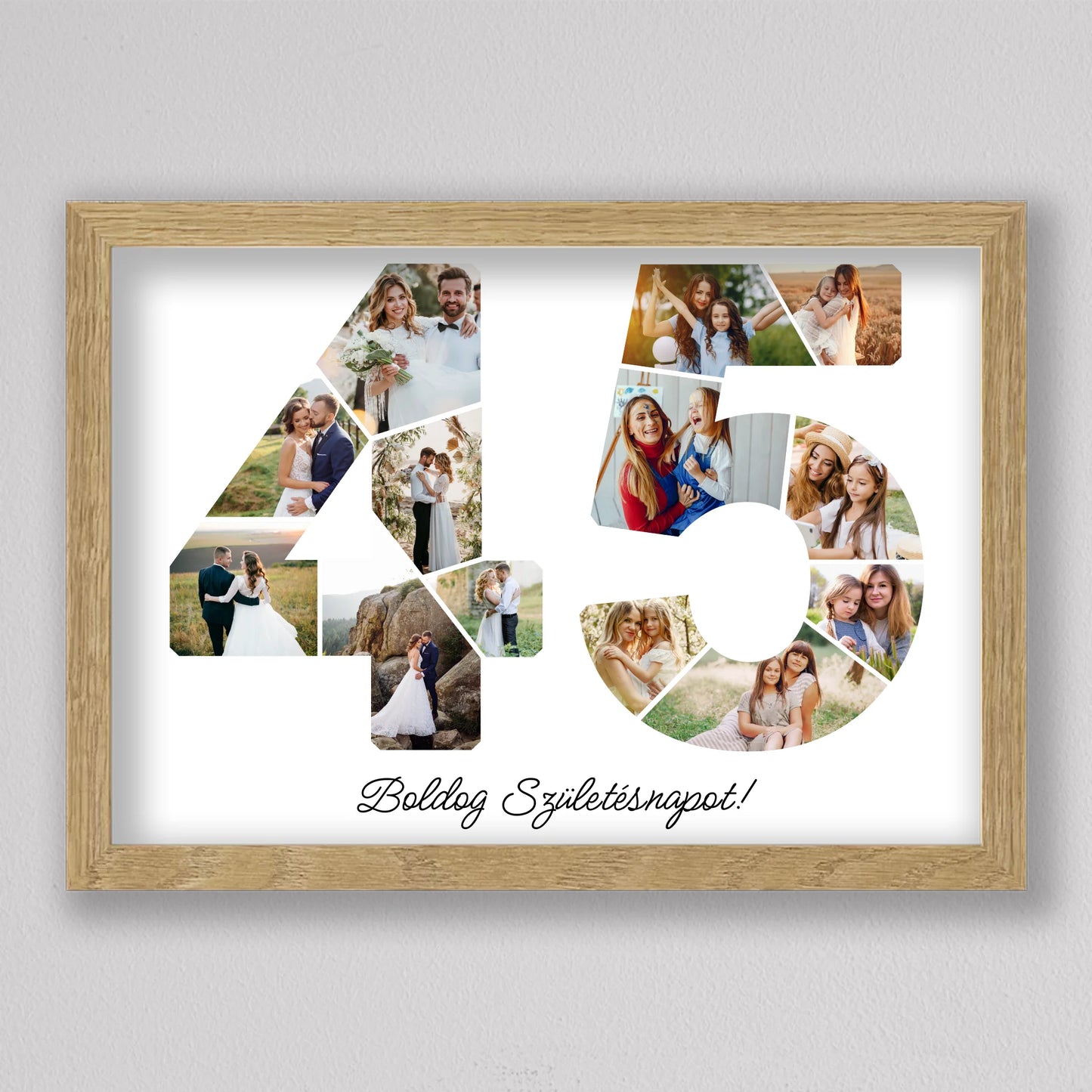 Egyedi számos fotó kollázs 45. születésnapra, évfordulóra