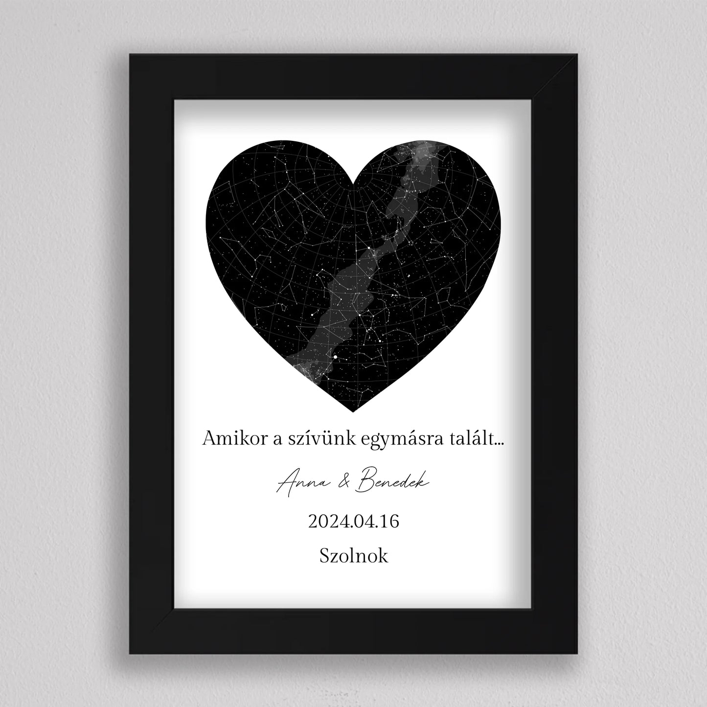 Egyedi SZÍV alakú szerelmes csillagtérkép - többszínű