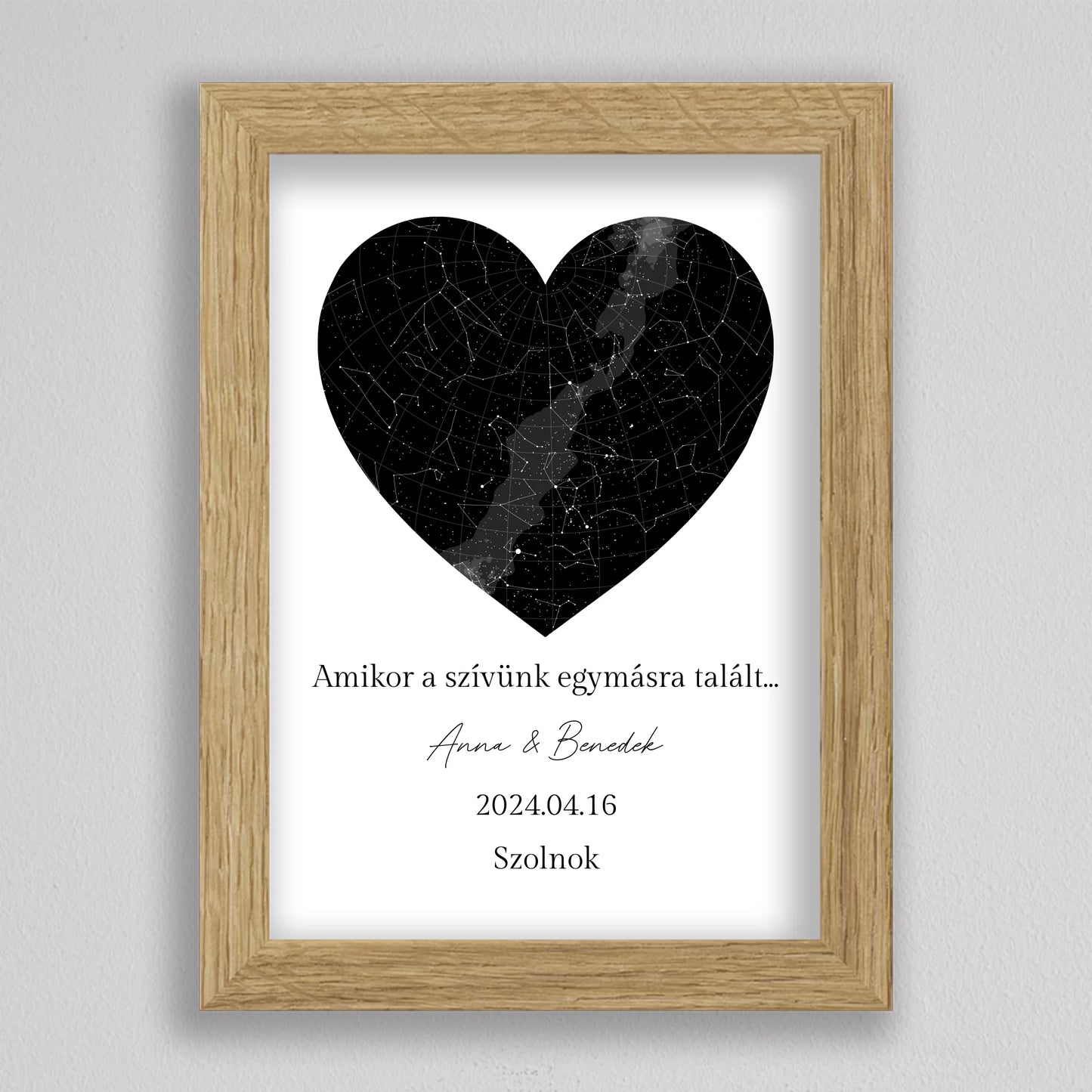 Egyedi SZÍV alakú szerelmes csillagtérkép - többszínű