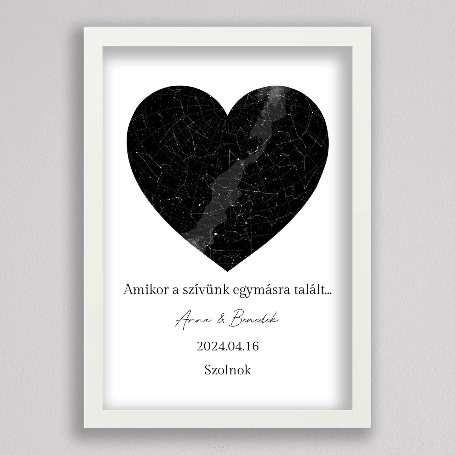 Egyedi SZÍV alakú szerelmes csillagtérkép - többszínű