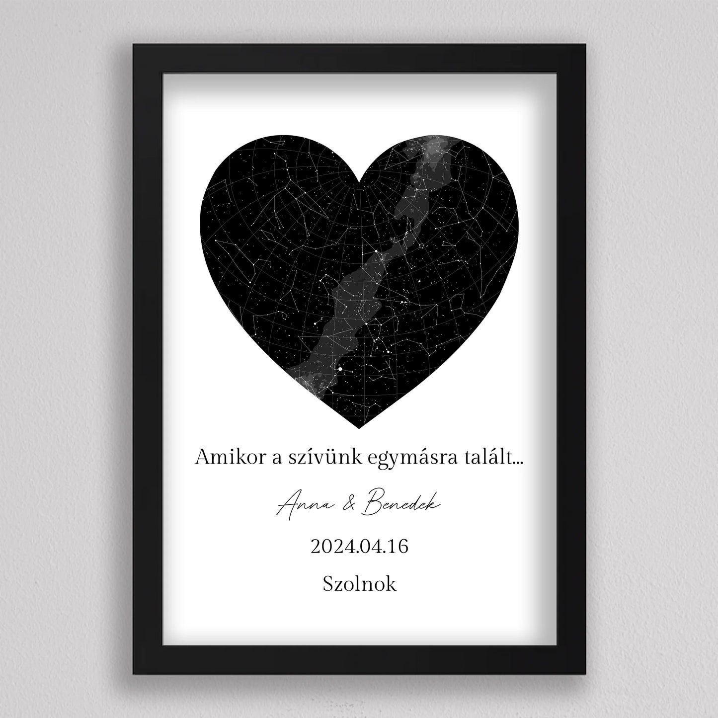Egyedi SZÍV alakú szerelmes csillagtérkép - többszínű